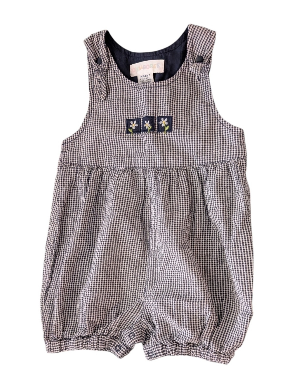 Gymboree Rainbow‎  Infant Checkered Seersucker Embroidered Floral Bubble Romper